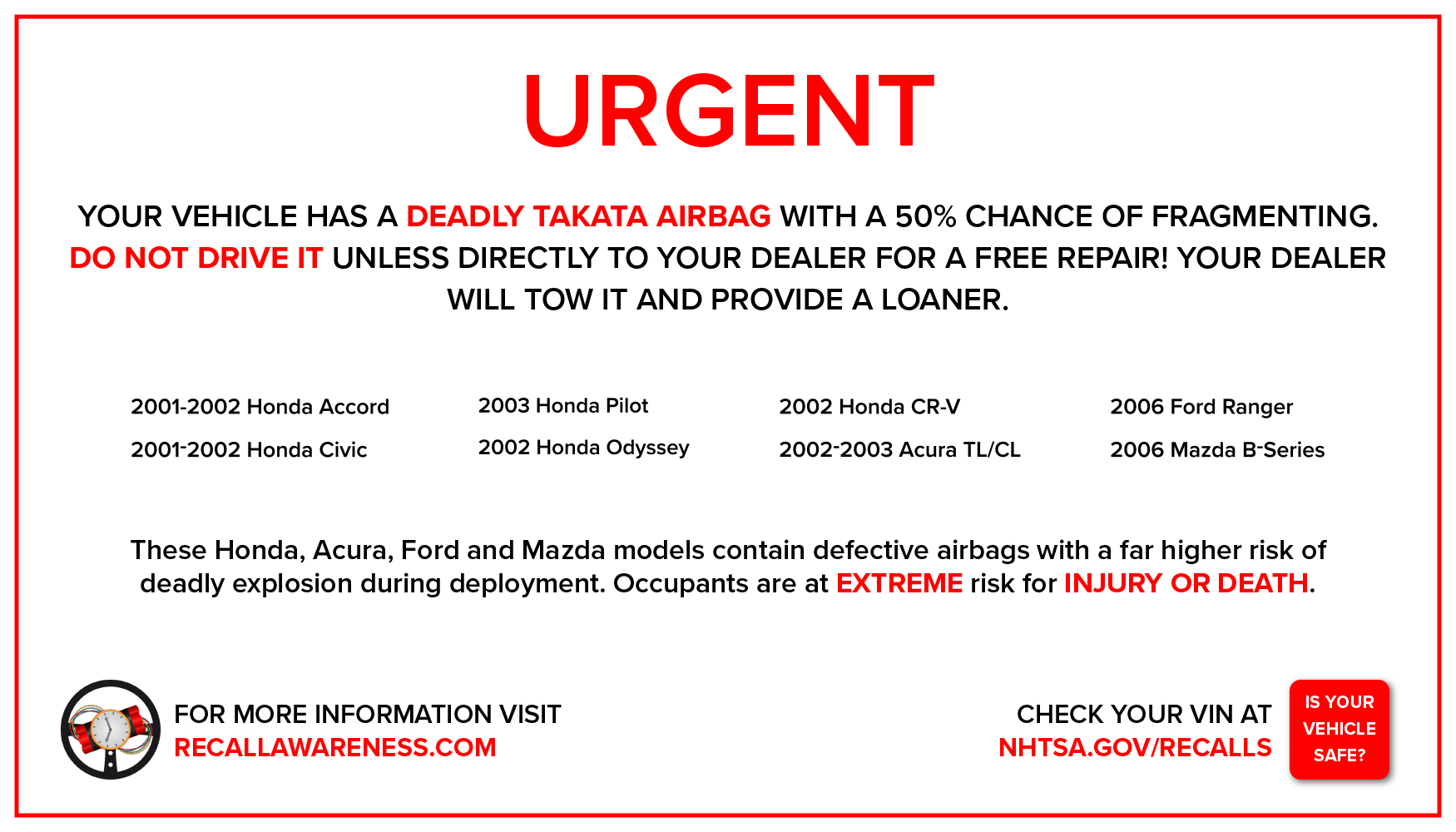 Takata Airbag Recall Awareness